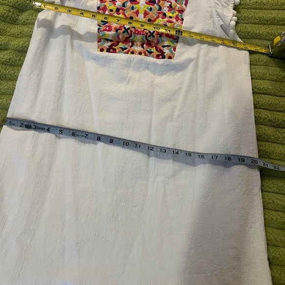 KIRUNDO Embroidered Boho Dress Pom Pom Sleeves White Medium - Picture 11 of 14